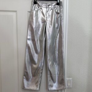 Abercrombie Kids Silver Metallic Pants size 9/10 Long